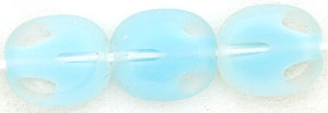 Oval Window Beads 14 x 12mm : Crystal/Lt Blue