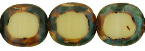 Oval Window Beads 14 x 12mm : Beige - Picasso