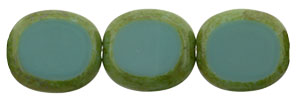 Oval Window Beads 14 x 12mm : Turquoise - Picasso