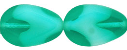 Drop Window Beads 18 x 12mm : Teal/White