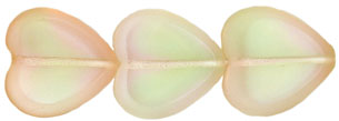 Heart Window Beads 15 x 15mm: Green/Pink