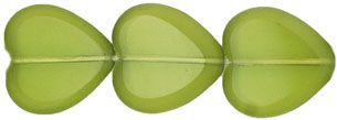 Heart Window Beads 15 x 15mm: Olivine