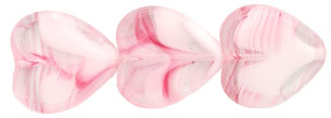 Heart Window Beads 15 x 15mm : Crystal/Pink