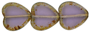 Heart Window Beads 15 x 15mm : Lt Tanzanite - Picasso