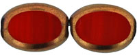 Oval Window Beads 19 x 14mm : Opaque Red - Bronze