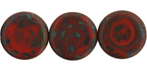 Coin Beads 20mm : Opaque Red - Picasso