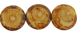 Coin Beads 20mm : Matte - Crystal/Beige - Picasso