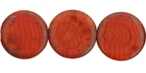 Coin Beads 20mm : Matte - Crystal/Red - Picasso