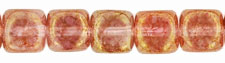 Cubes - 7 x 5mm : Luster - Transparent Topaz/Pink