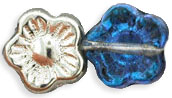 Flowers 10 x 10mm : Silver/Blue/Crystal