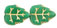 Medium Leaves 12 x 10mm Vertical Hole : Opaque Green - Gold Inlay