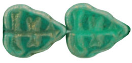 Leaves 10 x 8mm Vertical Hole : Luster - Opaque Turquoise