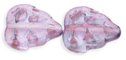 Leaves 10 x 8mm Vertical Hole : Luster - Transparent Denim Blue