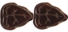 Leaves 10 x 8mm Vertical Hole : Smoky Brown/White