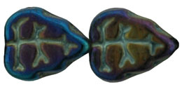 Leaves 10 x 8mm Vertical Hole : Iris - Blue