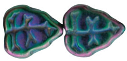 Leaves 10 x 8mm Vertical Hole : Iris - Purple
