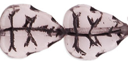 Leaves 10 x 8mm Vertical Hole : Rosaline - Black Inlay
