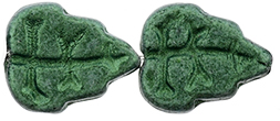 Leaves 10 x 8mm Vertical Hole : Metallic Suede - Leafy Green