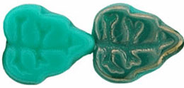 Leaves 10 x 8mm Vertical Hole : Luster 1/2 Coat - Opaque Turquoise
