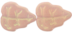 Leaves 10 x 8mm Vertical Hole : Sueded Olive Milky Pink