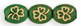 Oval Clovers 10 x 9mm : Opaque Green - Gold Inlay