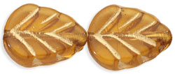 Leaves 10 x 8mm : Topaz - Gold Inlay