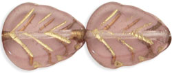 Leaves 10 x 8mm : Lt Amethyst - Gold Inlay