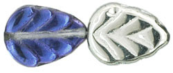 Leaves 10 x 8mm : Silver/Blue/Purple Mulit - Crystal