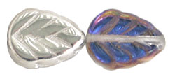Leaves 10 x 8mm : Silver/Purple