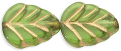 Leaves 10 x 8mm : Olivine - Gold Inlay