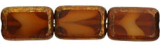 Polished Rectangles 12 x 8mm : Smoky Topaz/White - Bronze Picasso
