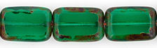 Polished Rectangles 12 x 8mm : Emerald - Picasso