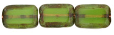 Polished Rectangles 12 x 8mm : Milky Dk Peridot - Picasso
