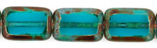 Polished Rectangles 12 x 8mm : Teal - Picasso