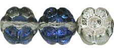 Flowers 7 x 4mm : Silver/Blue/Crystal