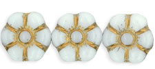 Flowers 8 x 4mm : White - Gold Inlay