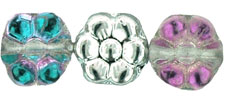 Flowers 8 x 4mm : Silver Pink Crystal
