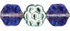 Flowers 8 x 4mm : Silver/Blue/Crystal