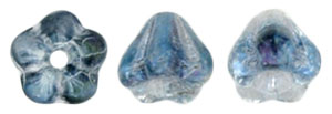 Baby Bell Flowers 6 x 4mm : Luster - Blue/Crystal