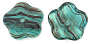 Flat Flowers 8 x 3mm : HurriCane Glass - Multi Green/Jet Striped