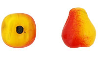 Fruit Beads - 3D : Pears - Milky Yellow/Red