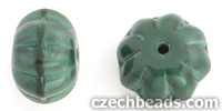 Puffed Flower Spacers 8/11mm : Opaque Green w/Black