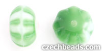 Puffed Flower Spacers 8/11mm : Opaque Green/White