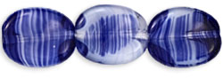 Twisted Flat Ovals 12 x 9mm : Sapphire/White