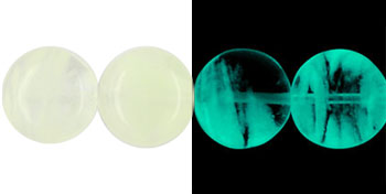 Flattened Round 12mm : Glow in the Dark - Crystal