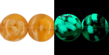 Flattened Round 12mm : Glow in the Dark - Topaz