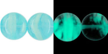 Flattened Round 12mm : Glow in the Dark - Aqua