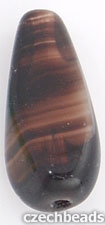 Long Pinched Drops 18/9mm : Opaque Brown/White