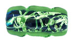 Dimpled Cylinder with Silver Foil 18/8mm: Olivine/Cobol