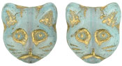 Cat Faces 13mm: Milky White - Gold Inlay